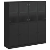 Bookcase with Doors Black 136x37x142 cm Engineered Wood 3206525