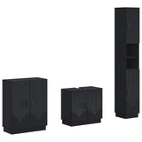 3 Piece Bathroom Cabinet Set HOORN Black Engineered Wood 3417469