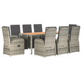 9 Piece Garden Dining Set Grey Poly Rattan&Solid Wood Acacia 3157632