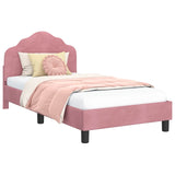 Children's Bed Frame with Headboard Pink 80 x 160 cm Velvet 42010939