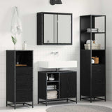 Bathroom Furniture Set 3 pcs Black Oak Engineered Wood 3402407