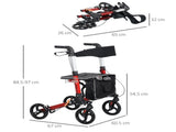 Folding Rollator Walker with Seat and Backrest, Lightweight Walking Frame with Detachable Storage T3398P343291