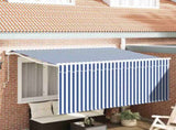 Retractable Awning Retractable Blue and White 300 x 200 cm 3329487