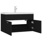 Sink Cabinet with Built-in Basin Black Engineered Wood 3071280