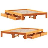 Bed Frame without Mattress Wax Brown 140x190 cm Solid Wood Pine 3309013