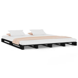 Pallet Bed without Mattress Black Double Solid Wood 821436