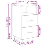 ZNTS Bedside Cabinet with 2 Drawers Old Wood 36x36x68 cm 858592