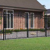 Fence Gate KAMPEN with Spear Top Black 302x150 cm Steel 151097