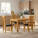 Dining Set 5 pcs Black Solid Oak Wood 3430355