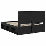 Bed Frame with Headboard Black 150 x 200 cm Solid Pine Wood 3410073