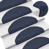 Stair Mats Self-adhesive 15 pcs 65x21x4 cm Blue Half Round Large 132701