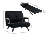 4-in-1 Velvet-Feel Single Chair Bed, with Pillow - Black T3398P328266