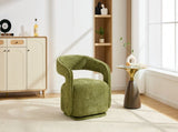 065 Chenille Fabric Accent Chair Armchair With Fabric Covered Wooden 360&deg Swivel Base, Green W1397P388515