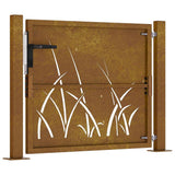 Garden Gate 100x75 cm Corten Steel Grass Design 153172
