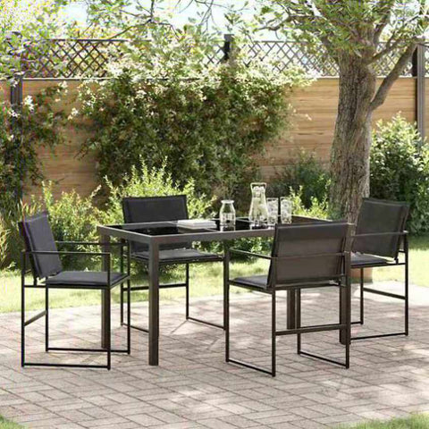 Garden Dining Set Folding 5 pcs Black Textilene and steel 3379333