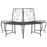 Tree Bench 4-Seater 160 x 80 x 89 cm Steel Silver Grey 42029530