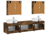 Bathroom Cabinet Set 5 pcs Smoked Oak Engineered Wood 3406451