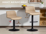 Bar Stools Set of 2, PU Leather Barstools with Backrest and Footrest for Kitchen, Counter, Breakfast T3398P423524