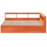 Bookcase Bed without Mattress Wax Brown 200x200cm Solid Wood Pine 3324450