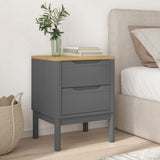 Bedside Cabinet FLORO Grey 45x39x57 cm Solid Wood Pine 374004