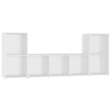 3 Piece TV Cabinet Set White Engineered Wood 3080015