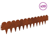 Lawn Edging 20 pcs 103 x 20 cm Steel Rusty 8008691