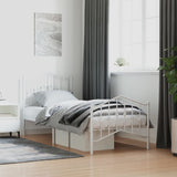 Metal Bed Frame without Mattress with Footboard White 80x200cm 373847