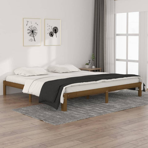 Bed Frame without Mattress Honey Brown Solid Wood Pine 200x200cm 810388