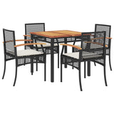 Garden Dining Set Black PE rattan Medium Removable Covers 3213561