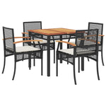 ZNTS 5 Piece Garden Dining Set with Cushions Black Poly Rattan 3213561