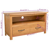 TV Cabinet 90x35x48 cm Solid Oak Wood 244466