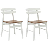 Dining Chair 2 pcs White and Natural Solid Rubber Wood 42020515