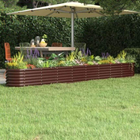 ZNTS Garden Raised Bed Powder-coated Steel 332x40x36 cm Brown 318885