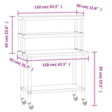 Kitchen Work Table with Overshelf 110x55x150 cm Stainless Steel 3208906