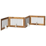 Foldable Dog Gate with Stands 4 pcs Old Wood 401 cm 892119