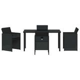 Garden Dining Set with Cushion 5 pcs Black Poly Rattan 3379945