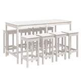 9 Piece Garden Bar Set White Solid Wood Pine 3154766