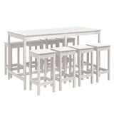 9 Piece Garden Bar Set White Solid Wood Pine 3154766