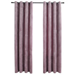 Blackout Curtains with Rings 2pcs Velvet Antique Pink 140x245cm 134522