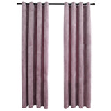 Blackout Curtains with Rings 2pcs Velvet Antique Pink 140x245cm 134522