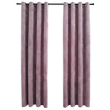 134522 Blackout Curtains with Rings 2 pcs Velvet Antique Pink 140x245 cm