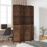 Room Divider 4 Panels Dark Brown Solid Wood Paulownia 358708