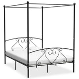 Bed Frame without Mattress with Canopy Black 140x200 cm Metal 284436