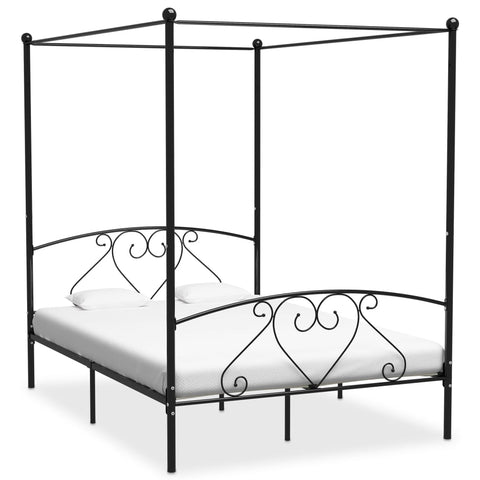 Bed Frame without Mattress with Canopy Black 140x200 cm Metal 284436