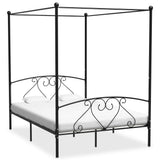 Bed Frame Black Metal Double Durable Bed Frame Rectangular 284437