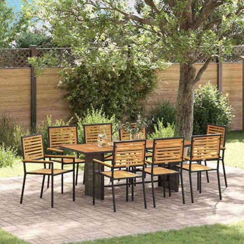 Garden Dining Set 9 pcs Black and Brown Poly Rattan 3365452