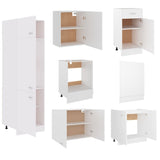 ZNTS 7 Piece Kitchen Cabinet Set White Engineered Wood 3067631