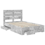Bed Frame Concrete Grey 135 x 190 cm Engineered Wood 3411983