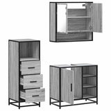 3 Piece Bathroom Furniture Set Grey Sonoma Engineered Wood 3301058