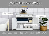 75x60cm Freestanding Bathroom Storage Cabinet Unit w/ 2 Drawers Cupboard Adjustable Shelf Metal T3398P341242